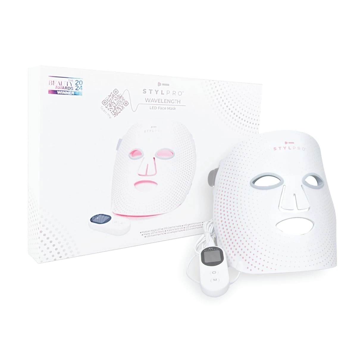 STYLPRO Wavelength LED Face Mask - Multi-Mode Skincare with Red, Blue, Near-Infrared Light for Wrinkles, Blemishes - Flexible, Rechargeable, User-Friendly, Designed in UK, Professional-Grade