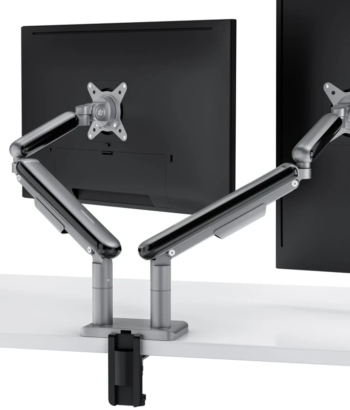 Desktronic Dual Monitor Mount, Up to 34" & 8kg, 360° Rotation, Height Adjustable, Sturdy, Easy Install, for Large Screens, Ergonomic Design, Fits All VESA 75/100 Standards