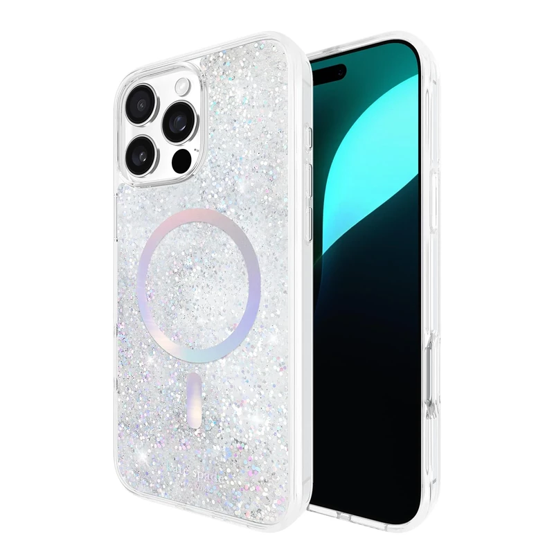 Kate Spade New York iPhone 16 Pro Max Case - Compatible with MagSafe - Designer Phone Case - Liquid Glitter Iridescent