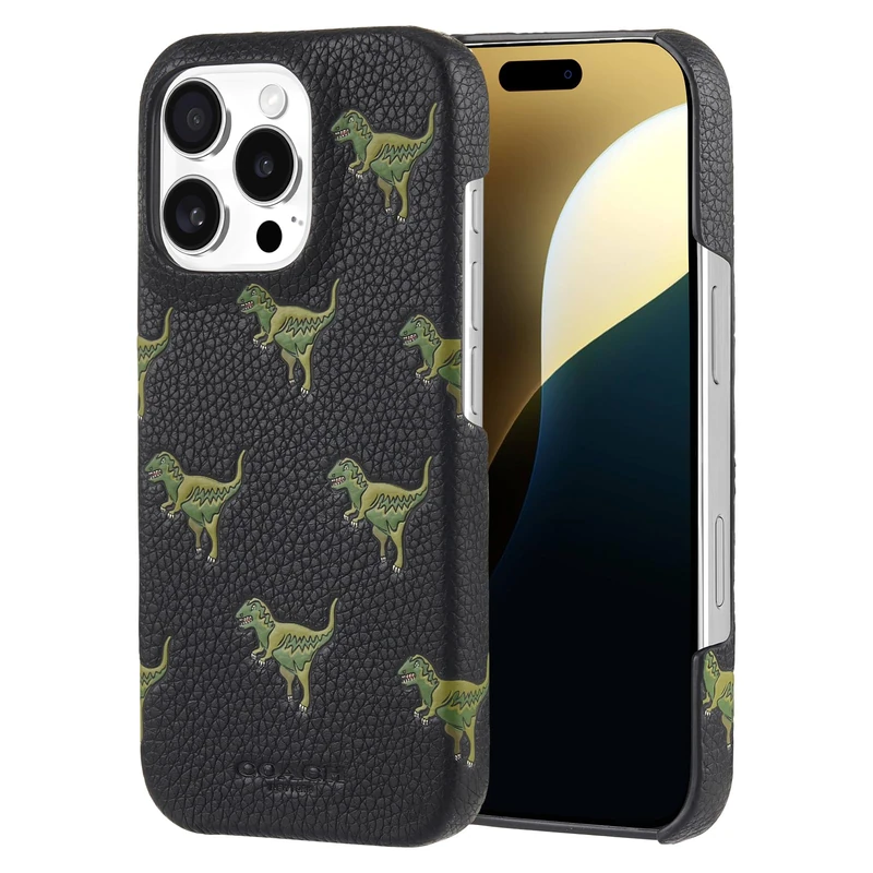 COACH Genuine Debossed Pebbled Leather Slim Wrap iPhone 16 Pro Case - Designer Phone Case - Repeat Rexy