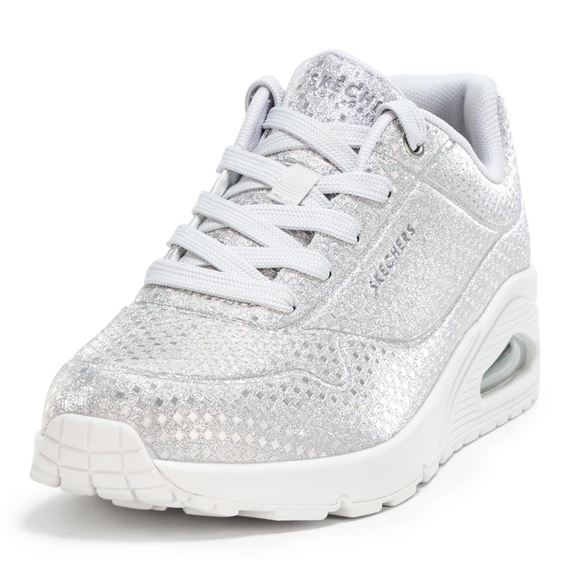 Skechers Women's Uno-Disco Nite Sneaker, Silver, 3.5 UK