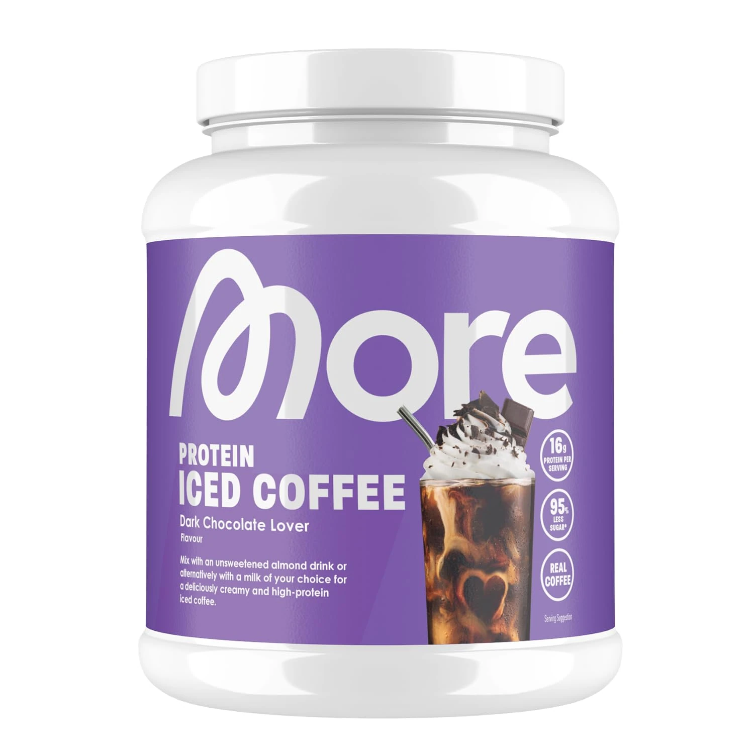 More Protein Iced Coffee, Dark Chocolate Lover, 500 g, 1.1 lbs, 20 Servings, Protein Powder with Instant Coffee, Low in Sugar and Fat – Made in Germany