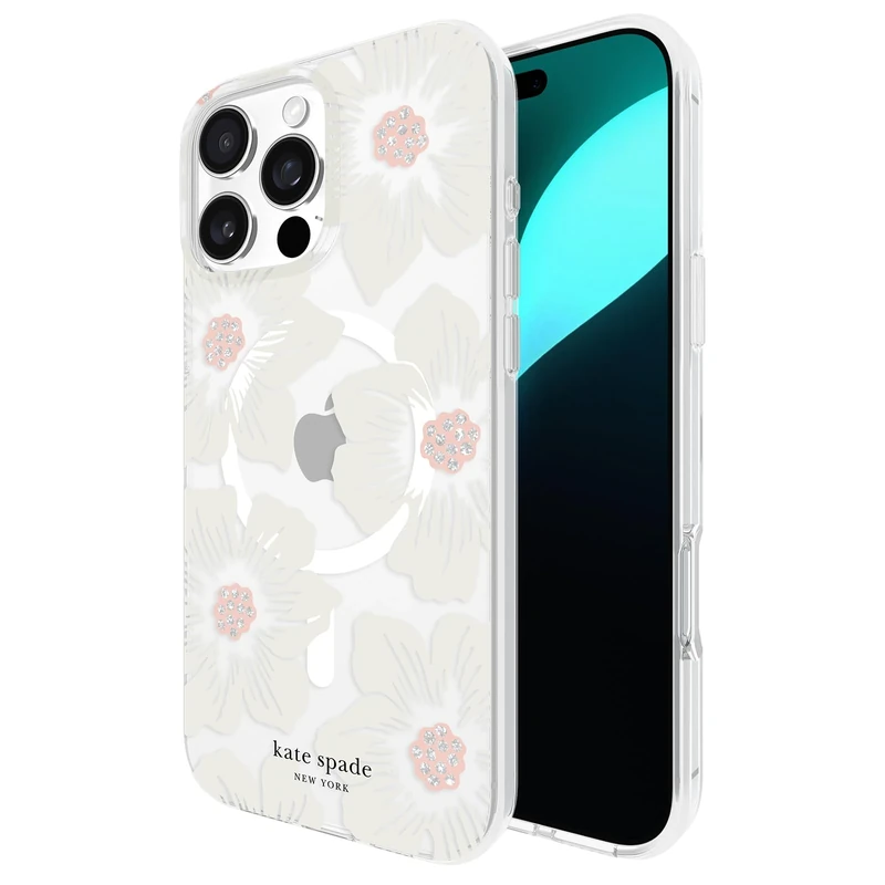 kate spade new york iPhone 16 Pro Max Case - Compatible with MagSafe - Designer Phone Case - Hollyhock Cream Floral