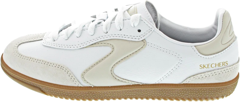 Skechers Women's Hotshot Kickoff Sneaker, White Duraleather/Leather/Natural Trim, 4 UK