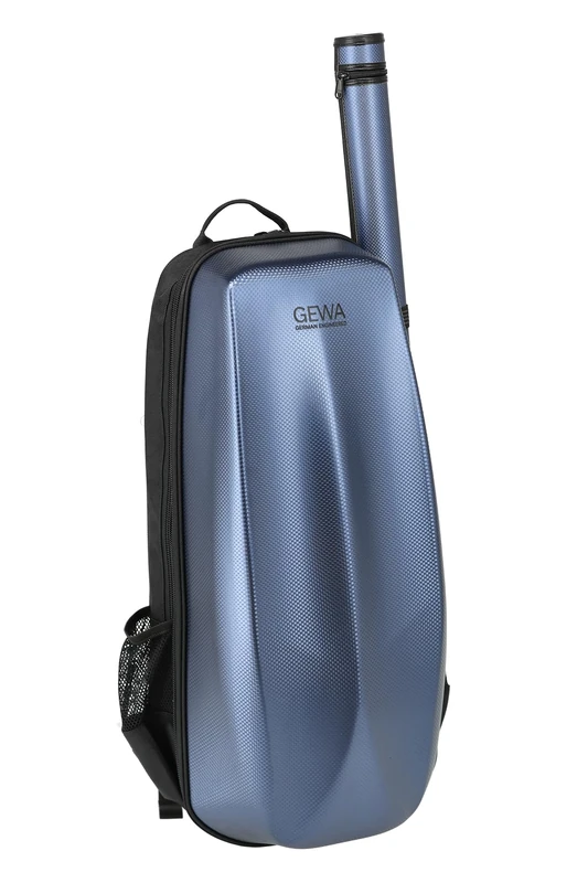 GEWA Space Bag Blue with Bow Case - Violin Case/Backpack for 4/4 - 3/4 Violins - Polycarbonate Outer Cover - Ergonomic Back - Accessory Compartments