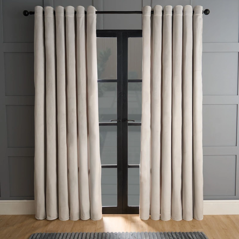 OHS Thermal Blackout Curtains, Velvet Fleece Lined Decorative Curtains for Living Room Bedroom Energy Saving Winter Warm Insulated Curtains Eyelet - Silver, 46" x 72"