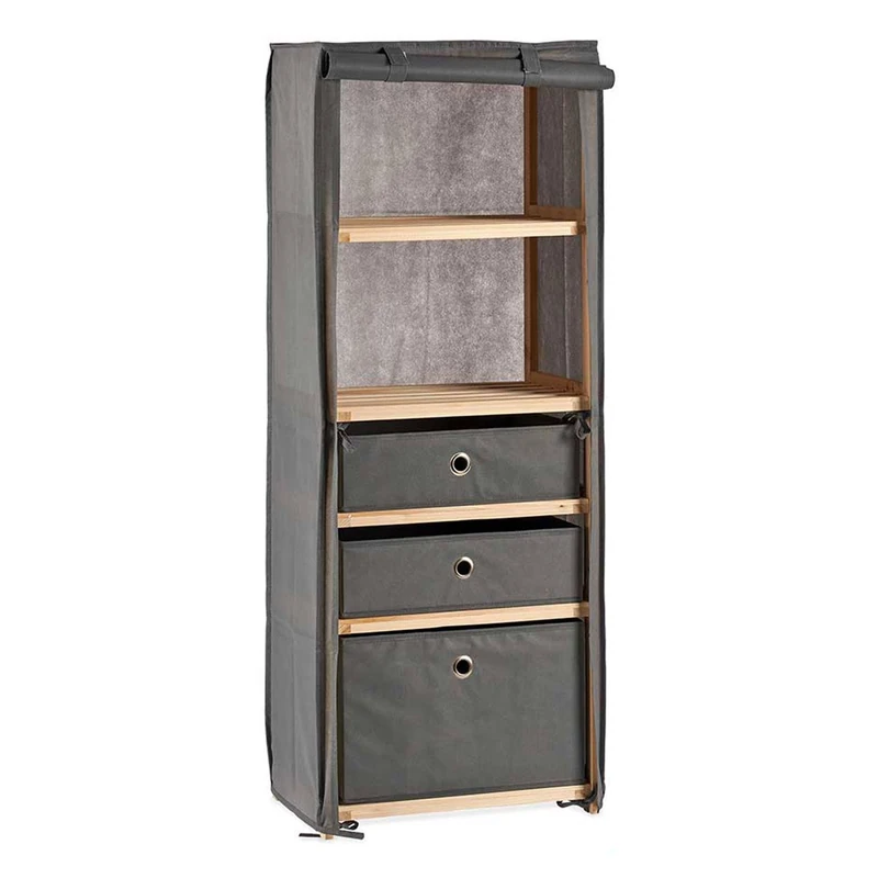 San Ignacio KIPIT Collection Fabric Shelf 3 Drawers, Brown-Grey, 42x28 cm