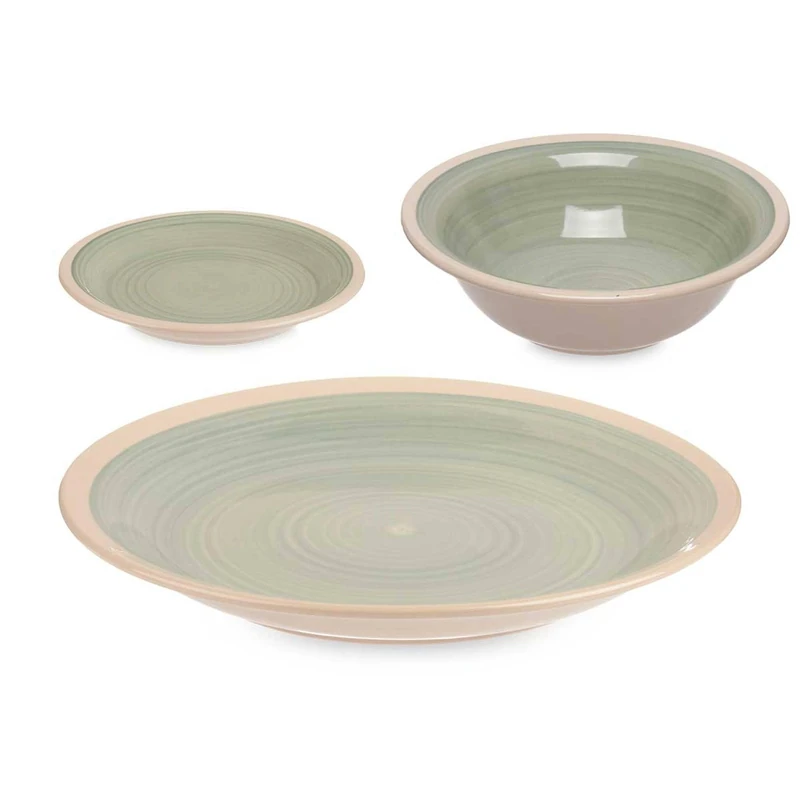 Set 18 Pieces Green Stoneware dinnerware Edge Collection VESSIA