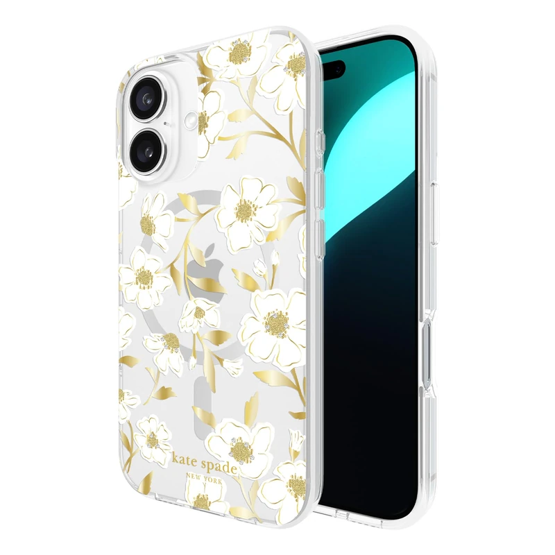 Kate Spade New York iPhone 16 Case - Compatible with MagSafe - Designer Phone Case - Sunshine Floral Gems