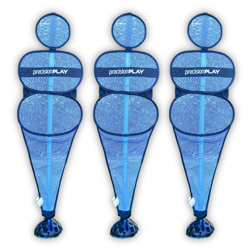 PrecisionPLAY Pop-Up Mannequin Set of 3, Football Players Training Equipment, Free Kick Skill Practice, Blue, 170 cm