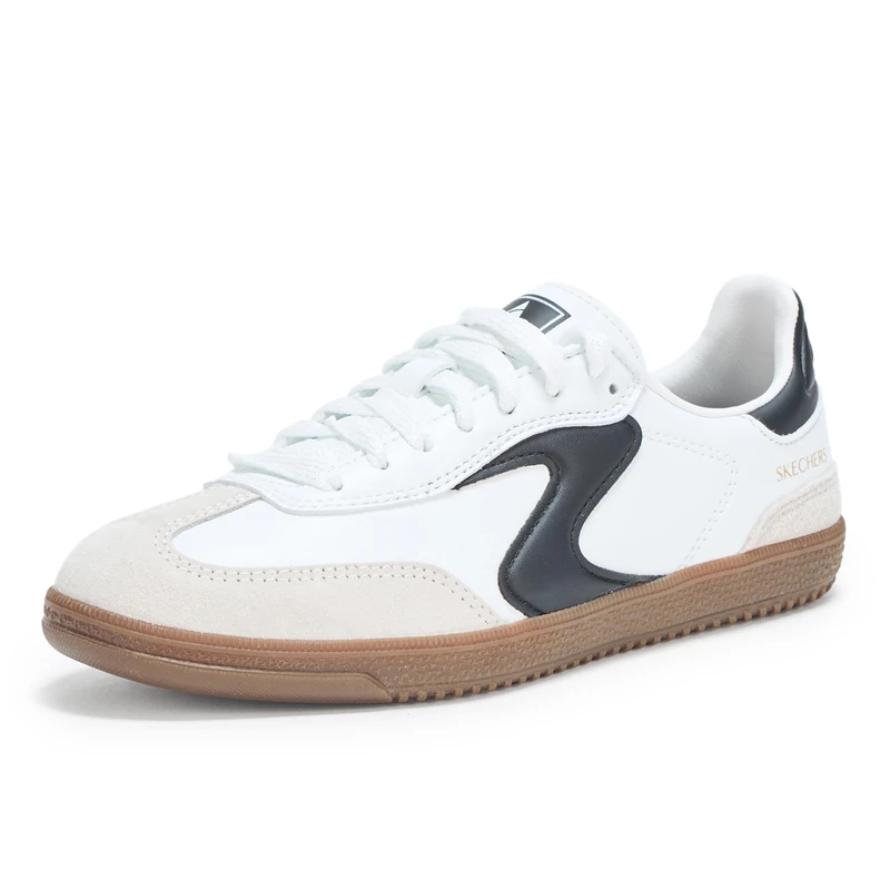 Skechers Women's Hotshot Kickoff Sneaker, White Duraleather/Leather/Black Trim, 6 UK