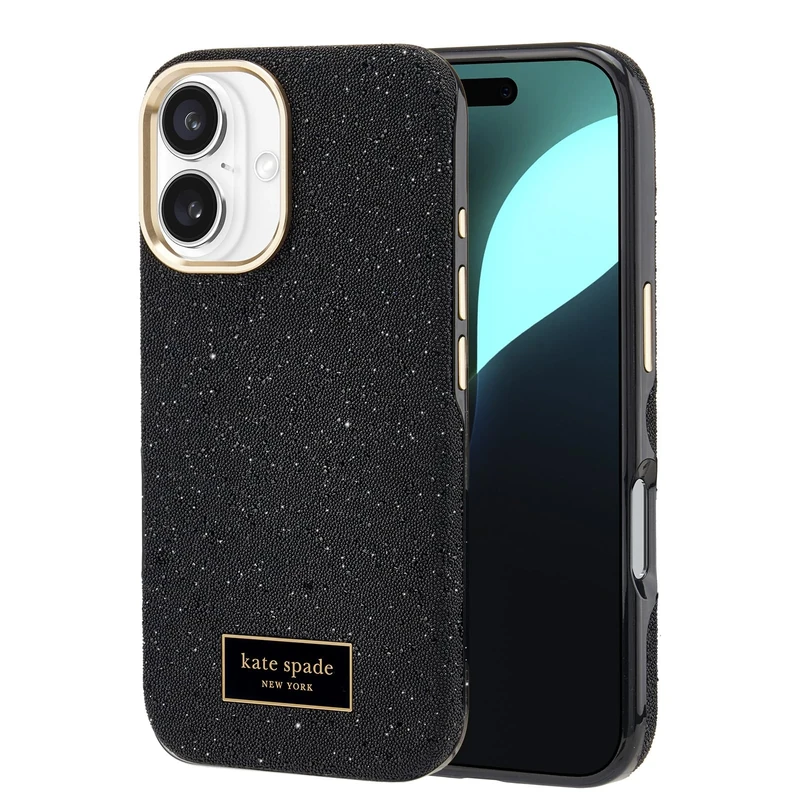 Kate Spade New York iPhone 16 Case - Compatible with MagSafe - Designer Phone Case - Crystal Pave Nightfall