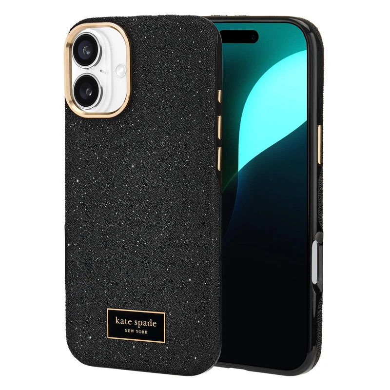 Kate Spade New York iPhone 16 Plus Case - Compatible with MagSafe - Designer Phone Case - Crystal Pave Nightfall