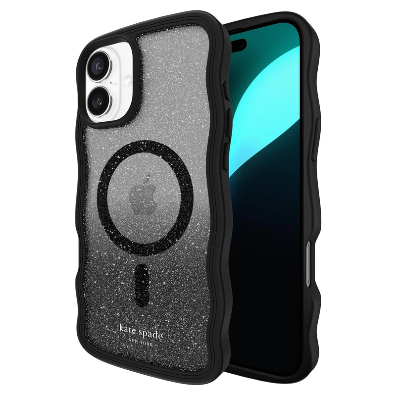 Kate Spade New York iPhone 16 Plus Case - Compatible with MagSafe - Designer Phone Case - Wavy Nightfall