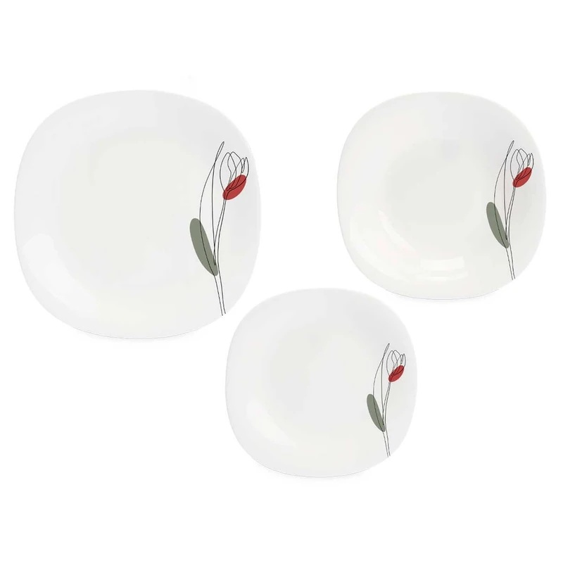 Dinnerware Set 18pcs Square Tulip Opal Collection VIVALTO