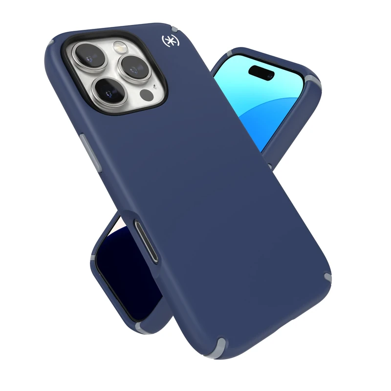 Speck Blue iPhone 16 Pro Case - MagSafe Compatible - Slim Phone Case - Presidio2 Pro - 13ft Drop Protection - Coastal Blue/Dust Grey