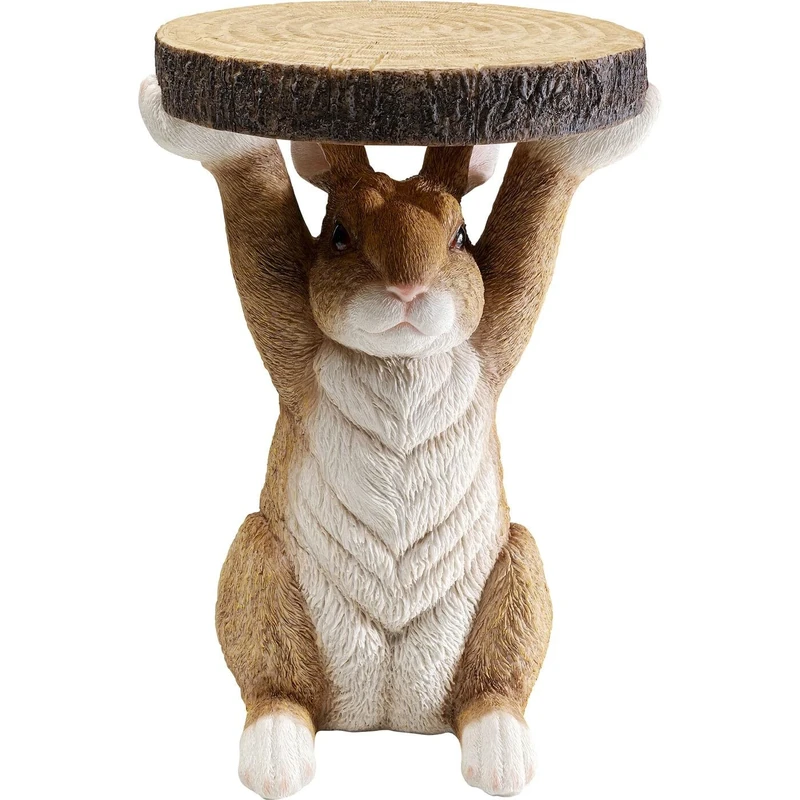 Kare Design Side Table Animal Rabbit, 32 cm Diameter, Modern, Animal Motif, Gift Idea, Sofa Side Table, Round Bedside Table, Room Decor, Home Decor for Living Room, Office, Hallway