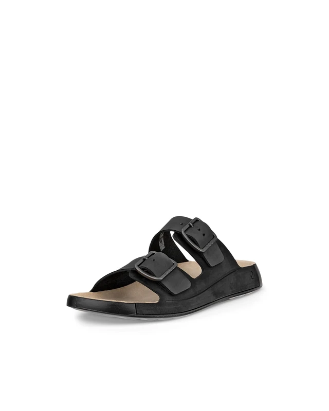 ECCO Men's Cozmo Two Band Buckle Slide Sandal, Black Nubuck, 12/12.5 UK
