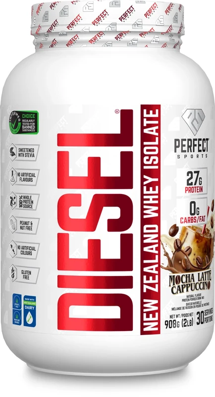 Perfect Sports Diesel New Zealand Whey Isolate Mocha Latte Cappucino 2LB