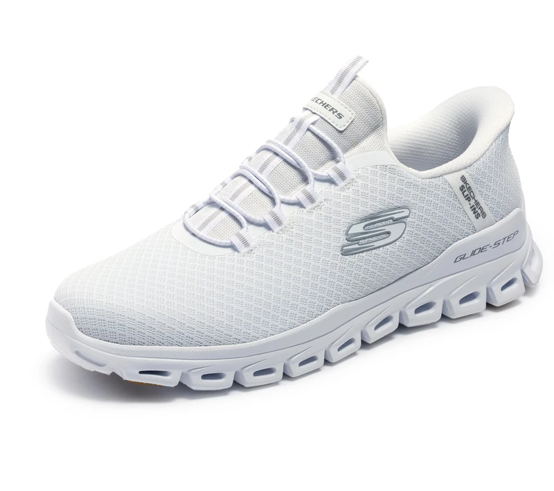 Skechers Mens Glide-Step Noxus Cushioned Stretch Trainers - White - UK8.5