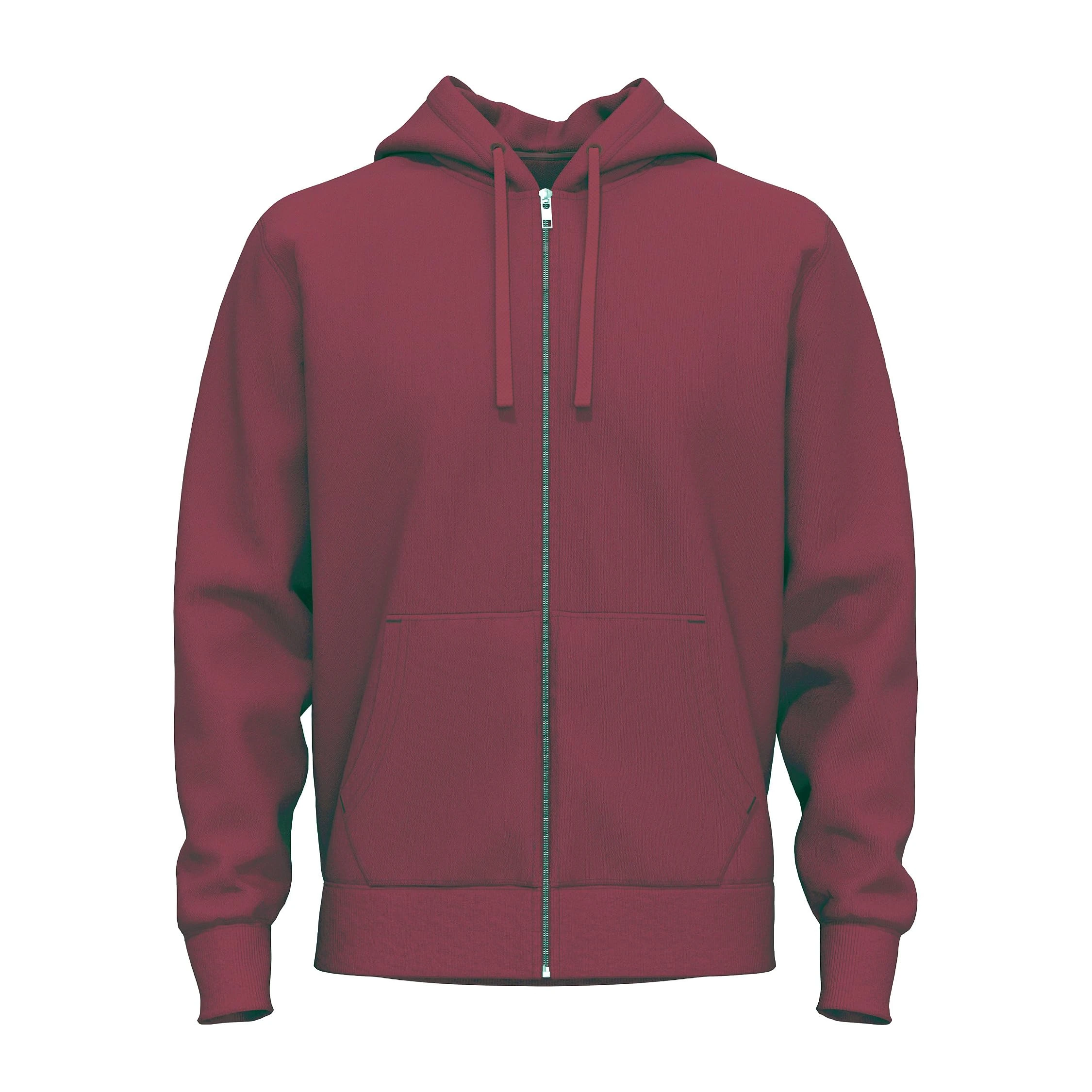 SoftSpun Zip Up Hoodies for Men UK | 100% Terry Cotton Mens Hoodies Zip up Year-Round | Mercerised Premium Grade Zipped Hoodie Burgundy