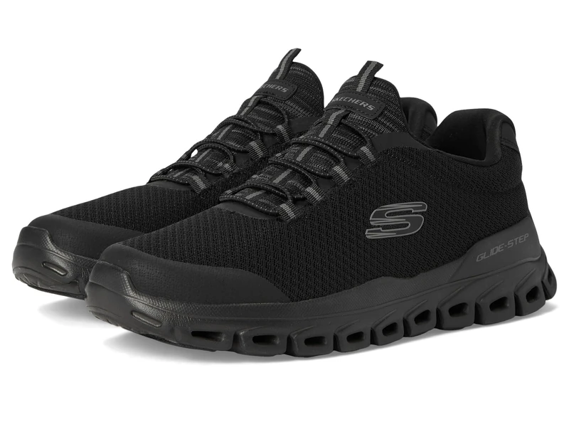 Skechers Men's Glide-Step SYLO Trainers, Black Mesh/Pu, 12 UK