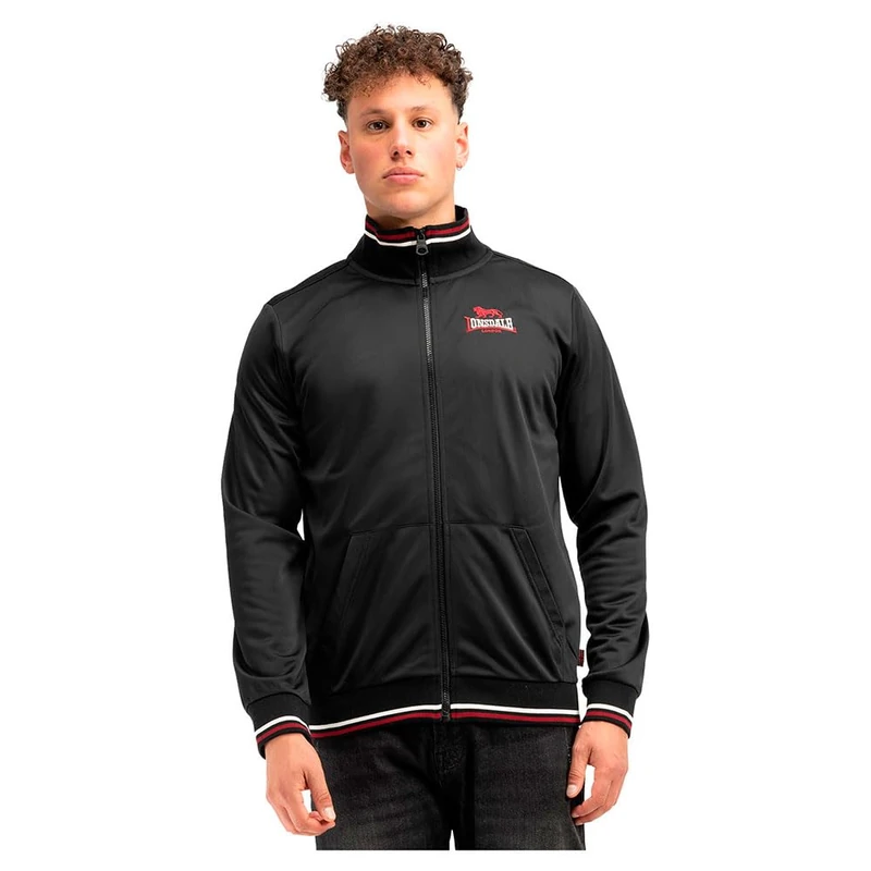 Lonsdale Men's Irthing Training Jacket, Black/Red/Ecru, 3XL