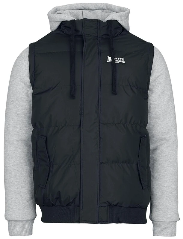 Lonsdale Men's Dowpot Jacket, Black/Marl Grey/White, 3XL