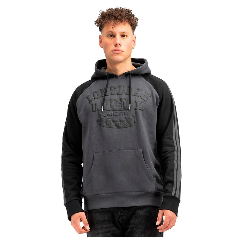 Lonsdale LINNFOOTS Men's Hooded Sweatshirt Regular Fit, Anthracite/black, XL