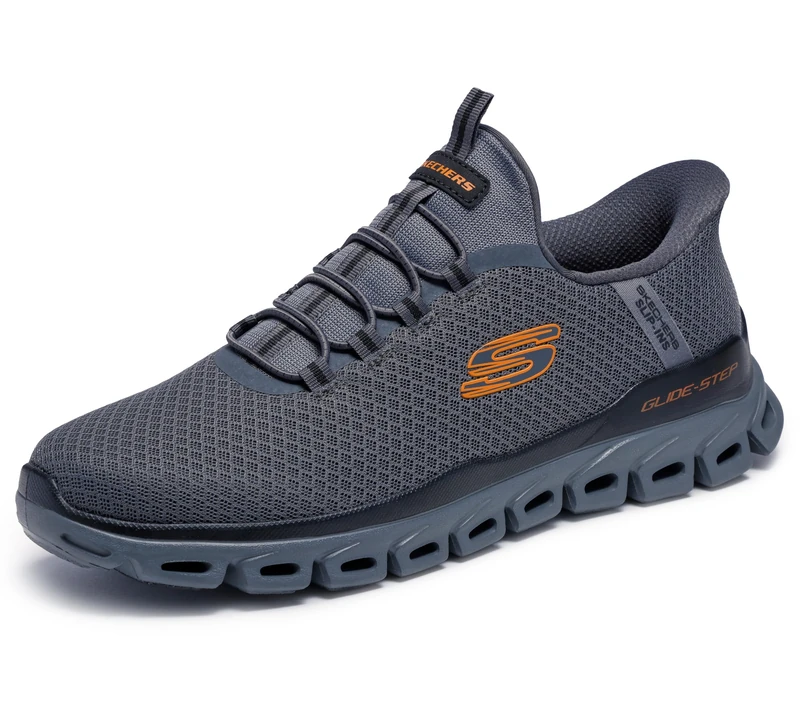 Skechers Men's Glide-Step Noxus Hands Free Slip-in Sneaker, Charcoal/Orange, 10.5 UK Wide - Image 1