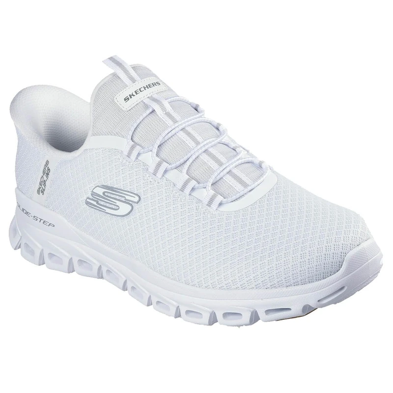 Skechers Mens Glide-Step Noxus Cushioned Stretch Trainers - White - UK6.5