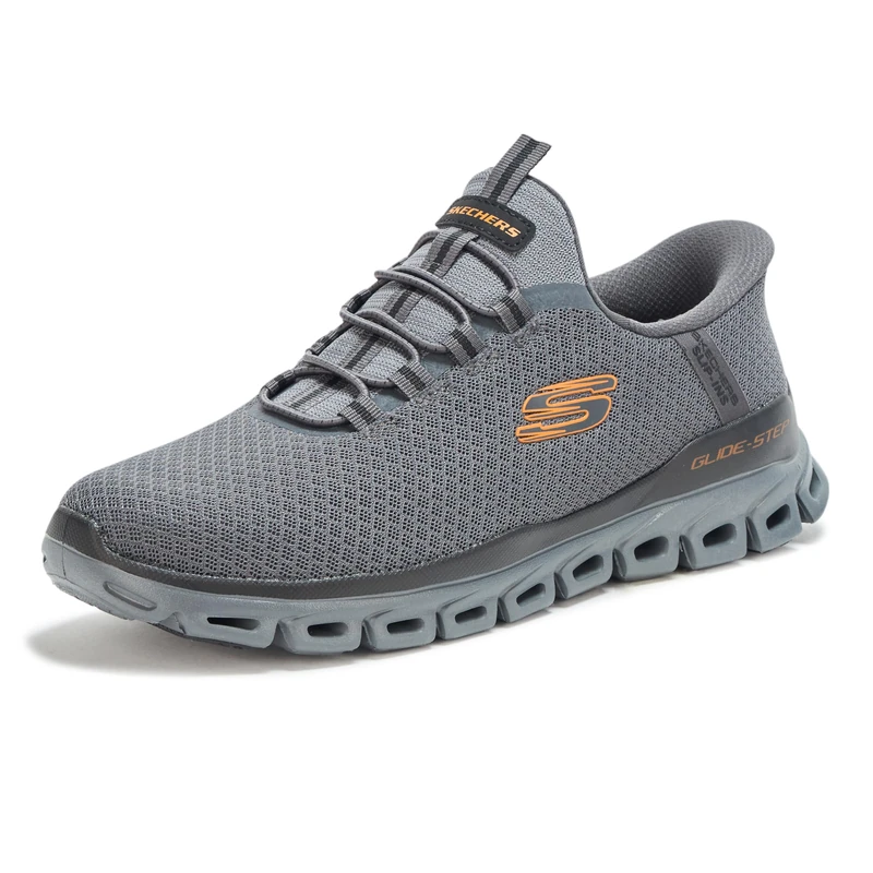 Skechers Men's Glide-Step Noxus Hands Free Slip-in Sneaker, Charcoal/Orange, 7