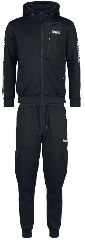 Lonsdale Men's Bulough Tracksuit, Black/White, XL