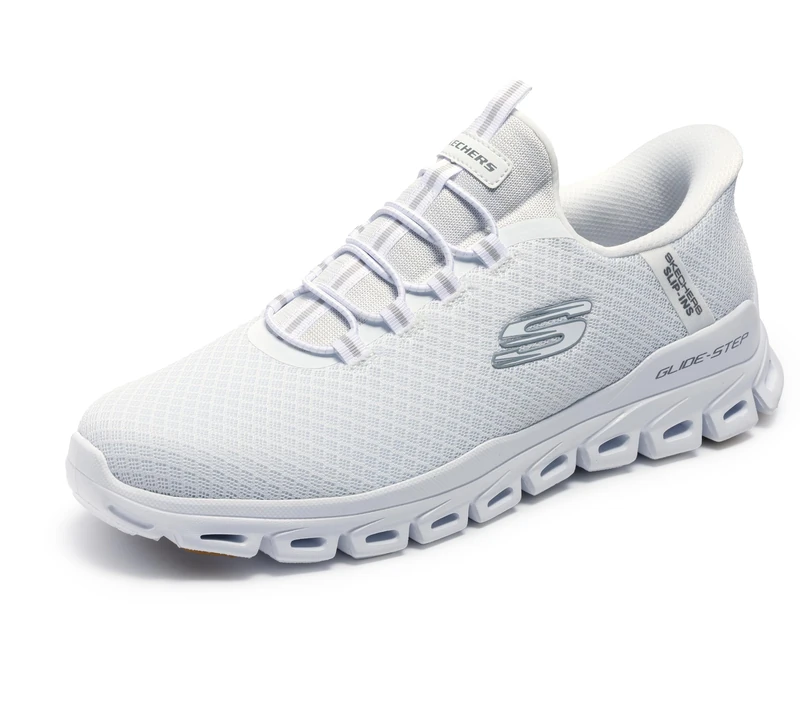 Skechers Mens Glide-Step Noxus Cushioned Stretch Trainers - White - UK8