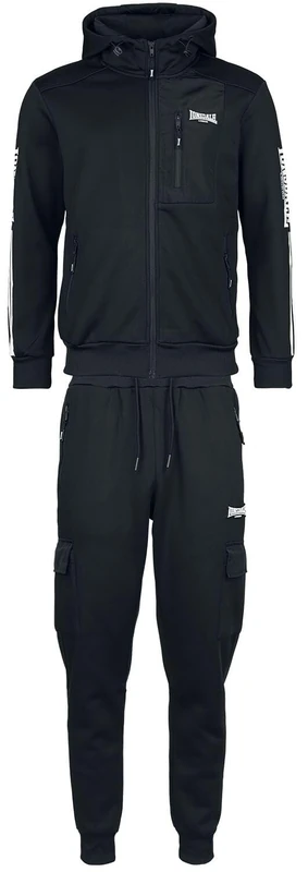 Lonsdale Men's Bulough Tracksuit, Black/White, 3XL