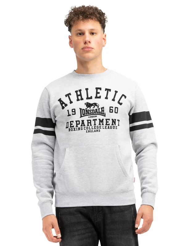 Lonsdale Men's Glespin Sweatshirt, Marl Grey/Black, L