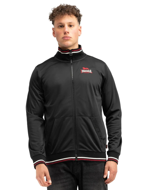 Lonsdale Men's Irthing Training Jacket, Black/Red/Ecru, XXL