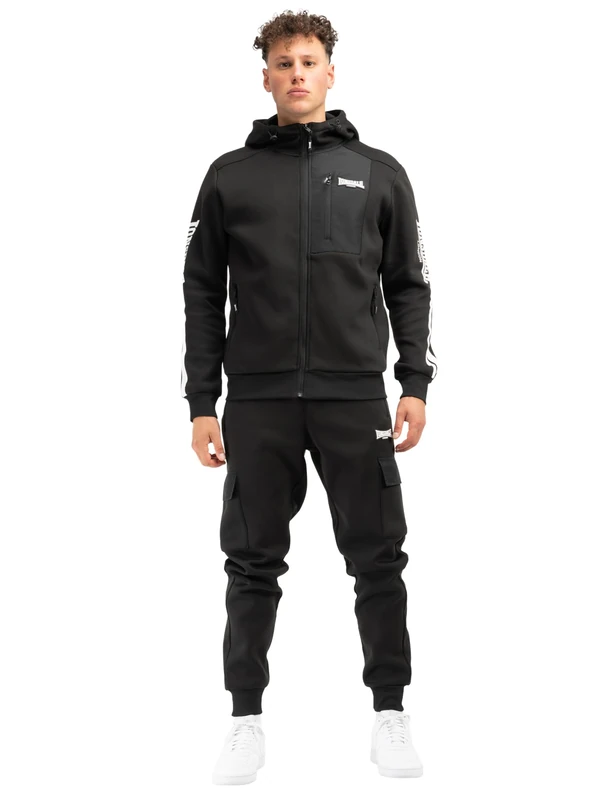 Lonsdale Men's Bulough Tracksuit, Black/White, M