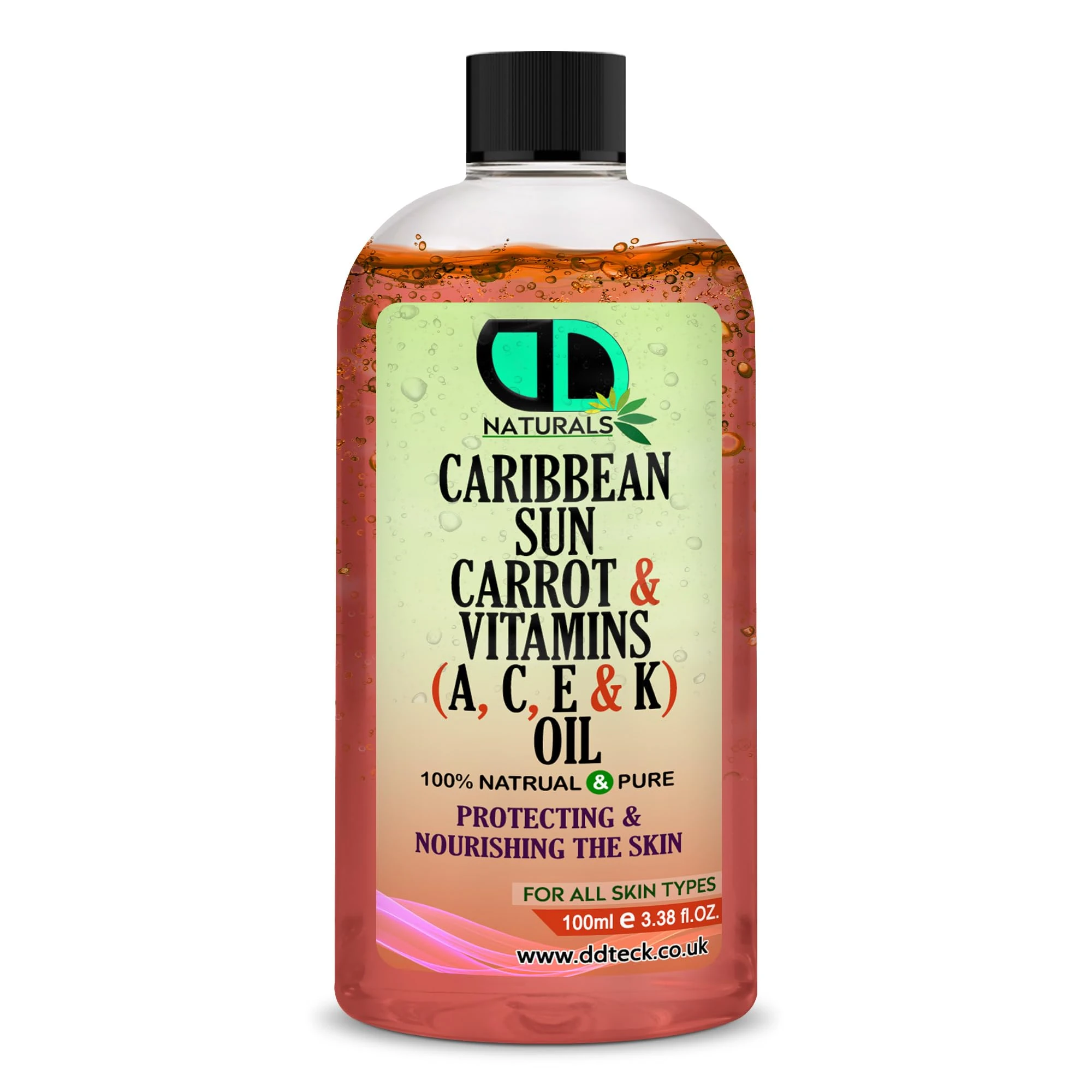 Carrot Oil | No SPF | Accelerates tanning | Ideal Body for Dry Skin Carrot Face Carrot Seed for Sun Damage Skin Rich in Beta Carotene Vitamin E Best (100ml Cap)