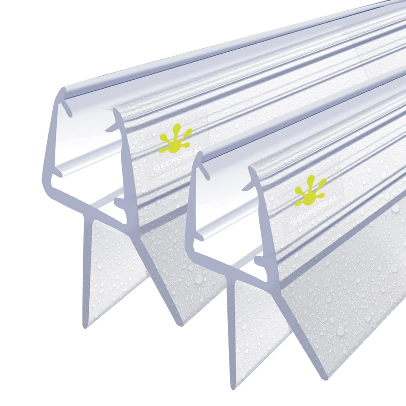 GECKOSEAL Shower Screen Seal Strip for 4-6mm Glass, Transparent Shower Door Seal Strip to 12mm Gap, Adjustable Shower Seal Strip Replacement with 90cm (2 Pieces)