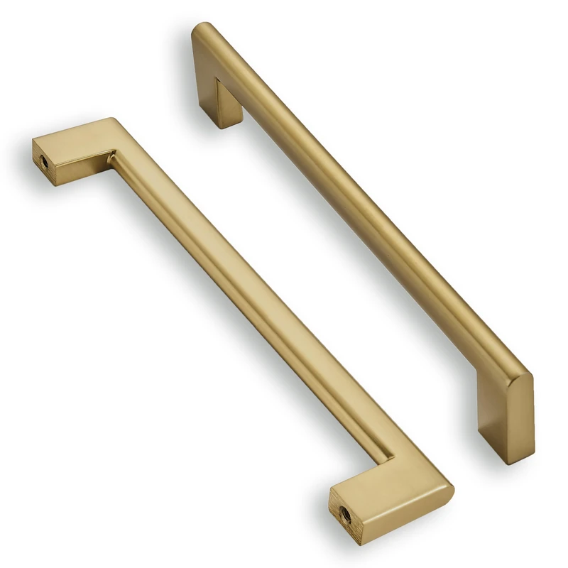 khtumeware 6 Inch Hole Center 10 Pack,Brushed Brass Cabinet Pulls Heavy Duty Solid Brushed Gold Kitchen Drawer Handle Antique Cabinet Hardware for Bathroom, Drawer, Cabinet
