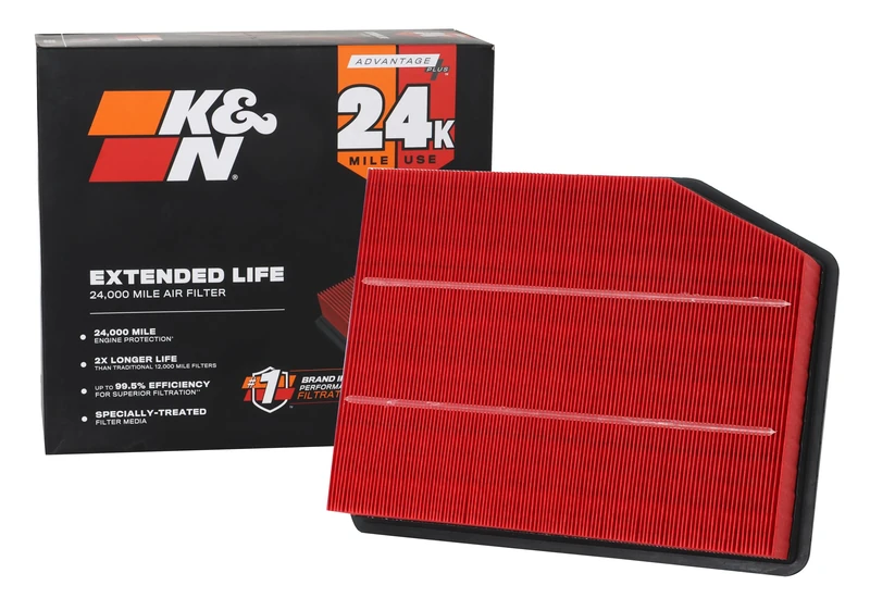 K&N Engine Air Filter: Extended Life 24,000 Mile Replacement Air Filter: Compatible with 2019 Chevy/GMC Truck (Silverado 1500, Sierra 1500), KNX-5083