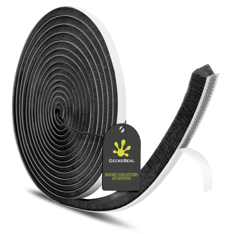 GeckoSeal 6 m Draft Excluder for Doors, 9 mm (W) x 9 mm (H) Self-Adhesive Door Sealing Strip, Dustproof, Wind-Blocking, Noise Reduction, Draught Excluder for Doors, Windows, and Wardrobe - Black
