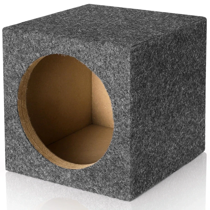 Suacopzar Single 8" Universal Fit Ported Subwoofer Enclosure, Ported Subwoofer Box Square Sub Box Enclosure with Premium Carpeted Finish & Sound-Absorbing Cotton Improves Audio Quality