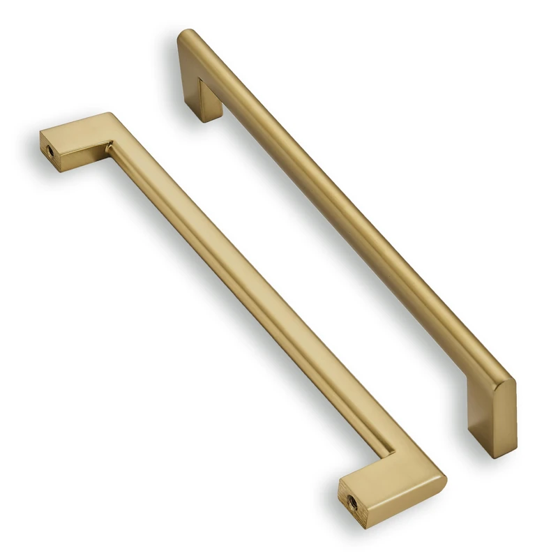 khtumeware 8 Inch Hole Center 10 Pack,Brushed Brass Cabinet Pulls Heavy Duty Solid Brushed Gold Kitchen Drawer Handle Antique Cabinet Hardware for Bathroom, Drawer, Cabinet