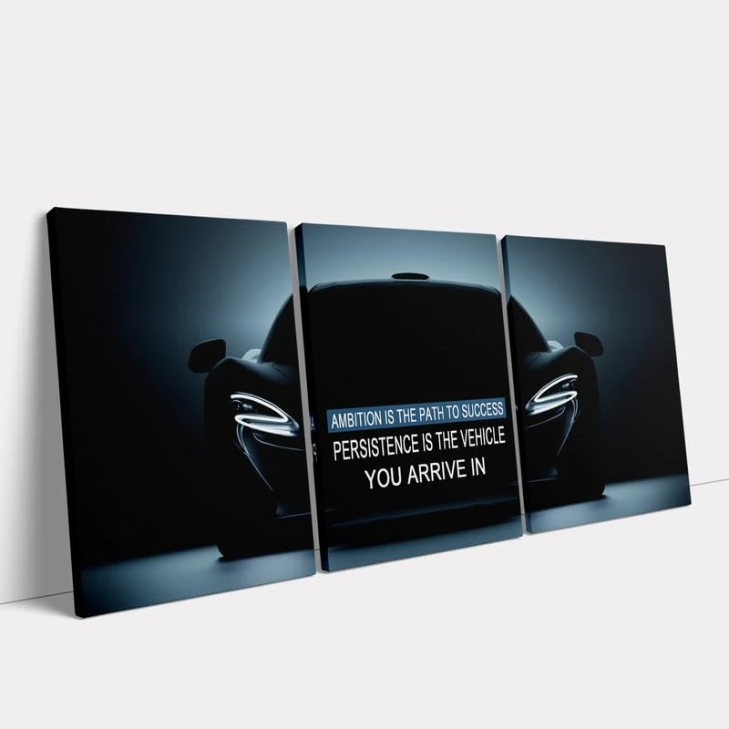 KAWAHONE Inspirational Quotes Wall Art -Ambition & Persistence-Motivational Car Posters Prints Wall Decor -Entrepreneur Positive Black and White Wall Art for Office, Workplace Motivational Posters