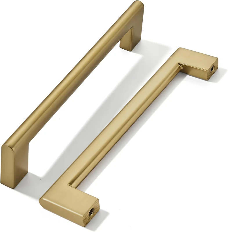 khtumeware 5 Inch Hole Center 20 Pack,Champagne Bronze Cabinet Pulls Heavy Duty Solid Satin Brass Kitchen Drawer Handle Antique Cabinet Hardware for Bathroom, Drawer, Cabinet