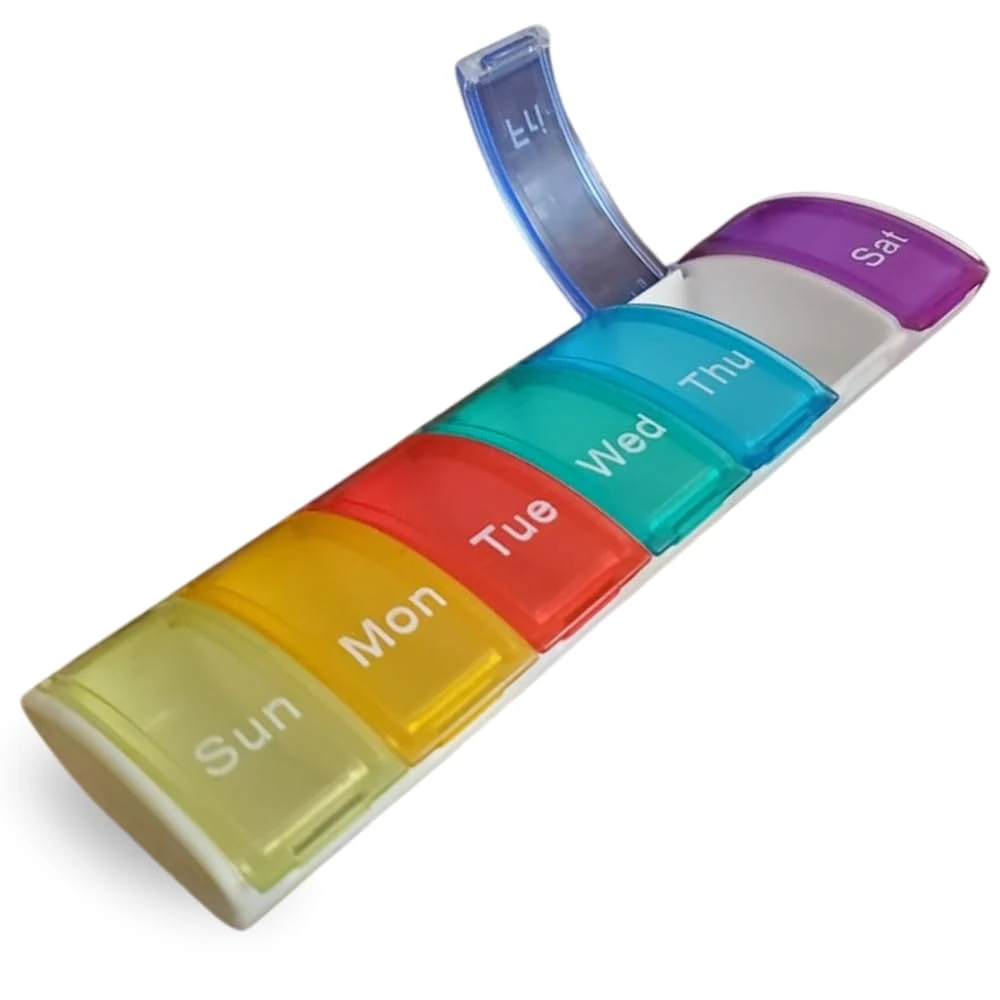 Coreint Pill Box, 7 Day Portable Pill Organiser,Weekly Organizer to Hold Vitamins,Pill Boxes 7 Day Pill Organiser for Cod Liver Oil, Supplements, Medication Travel Work,Gift for Parents (Multicolor)