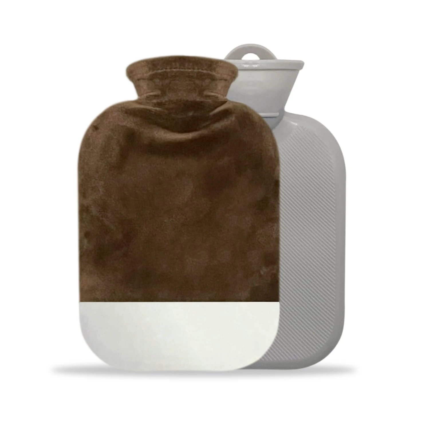 Hot Water Bottle with Cover, Cover Removeable, Washable Bottle Cover, Hot Water Bag for Warm and Comfortable (Brown, 2000ML)