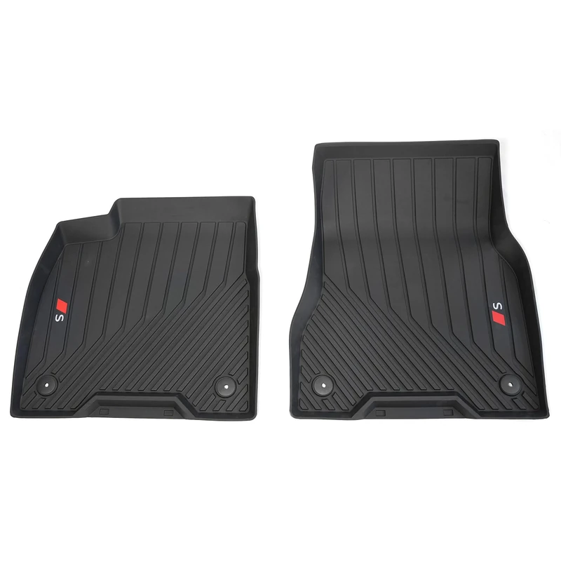 Audi Rubber Car Mats TPE with 20% Recycled Materials Content, Black, Front, Fit for Audi Q6 e-tron from 2024, with Logo S